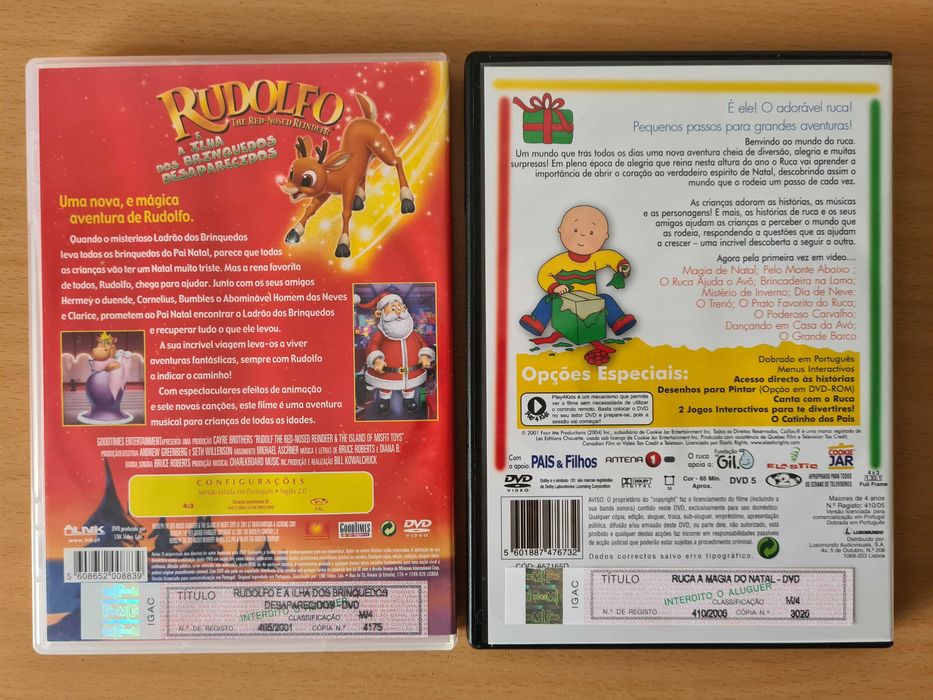 2 DVDs infantil sobre o Natal: "Rudolfo" e "Ruca - A magia do Natal"
