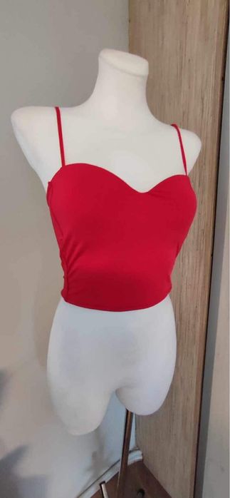 Top damski czerwony usztywniane miseczki  S/M