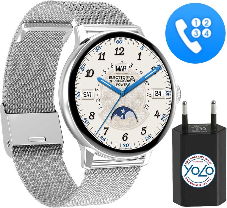 SMARTWATCH ZEGAREK DAMSKI rozmowy powiadomienia menu PL kroki zdrowie