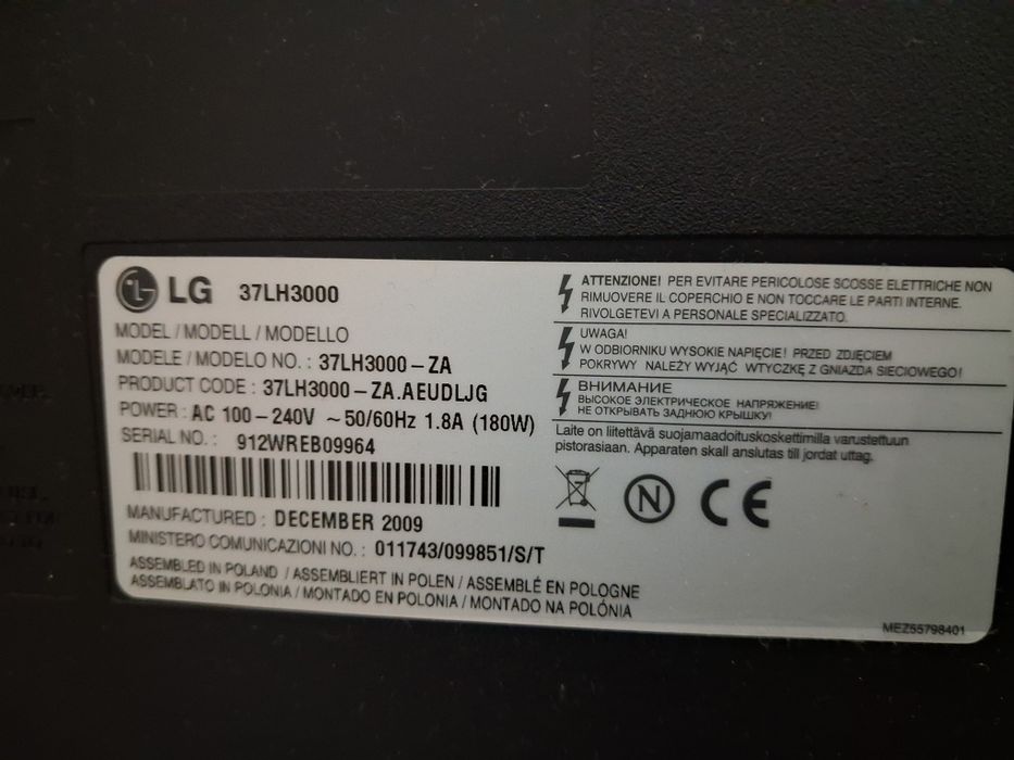 LCD  LG 37 polegadas (avaria na cor)