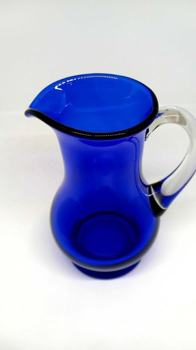 Kobaltowy dzbanek Horbowy unikatowe kobaltowe szkło grube dno