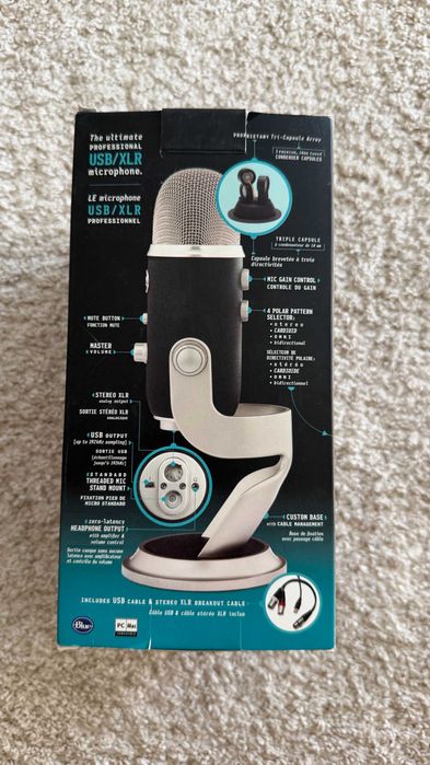 Blue Yeti Pro - Microfone USB + XLR com caixa e cabo XLR original