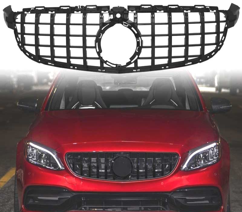 GRELHA FRONTAL MERCEDES W205 15-17 LOOK AMG GT CAMARA PRETO BRILHO