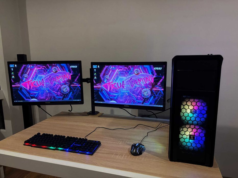 Dwa Monitory Philips 246V5L 24 Cale LED Full HD + Uchwyt + Kable