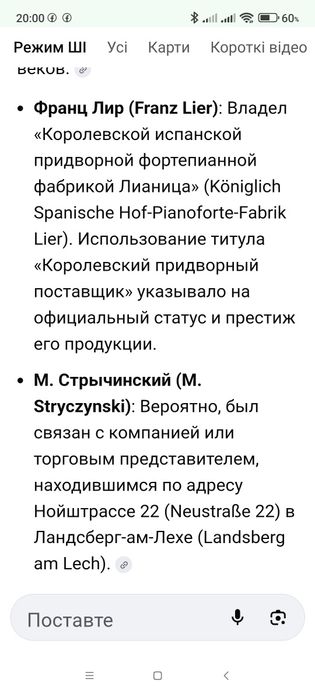 Старинное пианино.