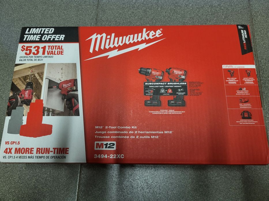 Milwaukee 3494-22xc шуруповерт 3401 та імпакт 3450