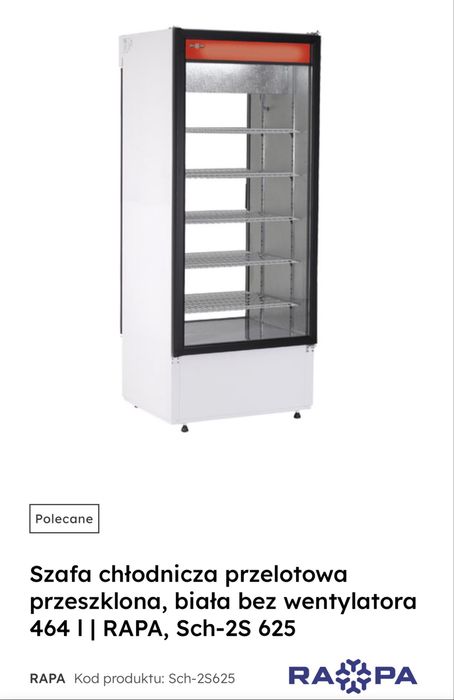 Szafa chłodnicza przeszklona RAPA