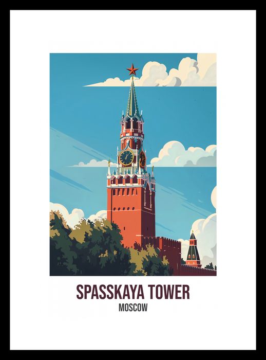 Plakat 20x30cm Spasskaya Tower, Moscow