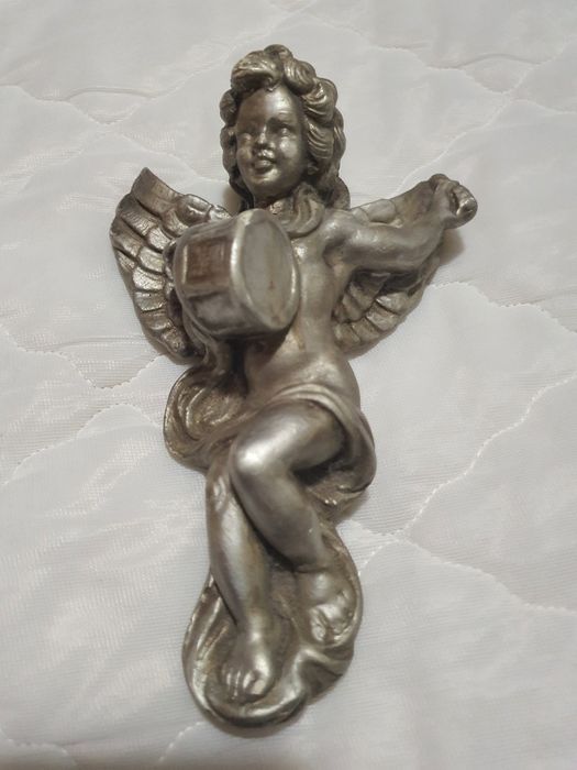 Anjo prateado pintado à mão