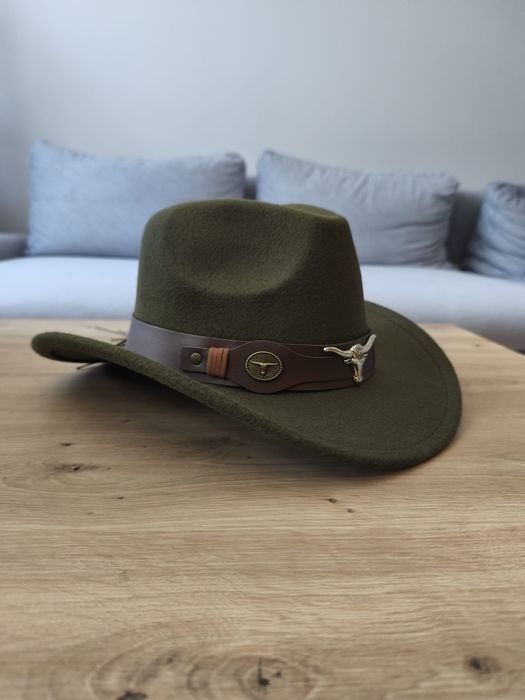 Kapelusz kowbojski oliwkowy khaki country western kowboj dziki zachód damski męski wild west