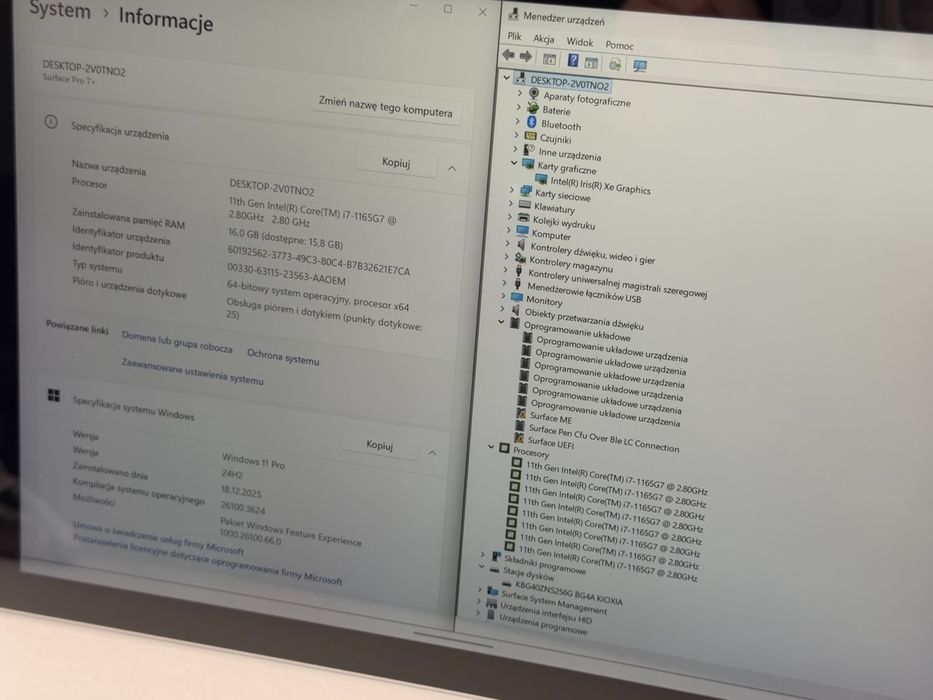 Microsoft Surface Pro 7+ (1960) - i7/16GB/256GB - faktura VAT 23%