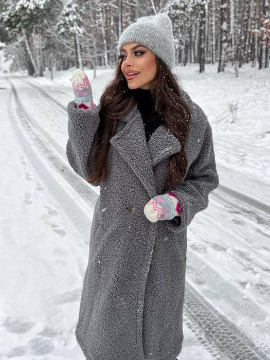 Шубка  тедді сіра