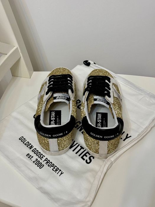 Nowe Sneakersy Golden Goose Super-Star Glitter Skóra Rozmiar 40