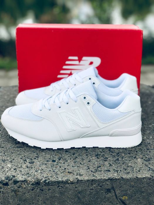New Balance 574 all white кроссовки мужские нью беланс 574 белые