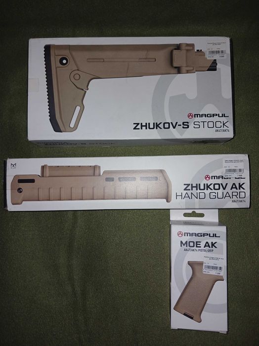 Комплект обвісу на АК47/АК74 MAGPUL ZHUKOV приклад,цівка, рукоядка.
