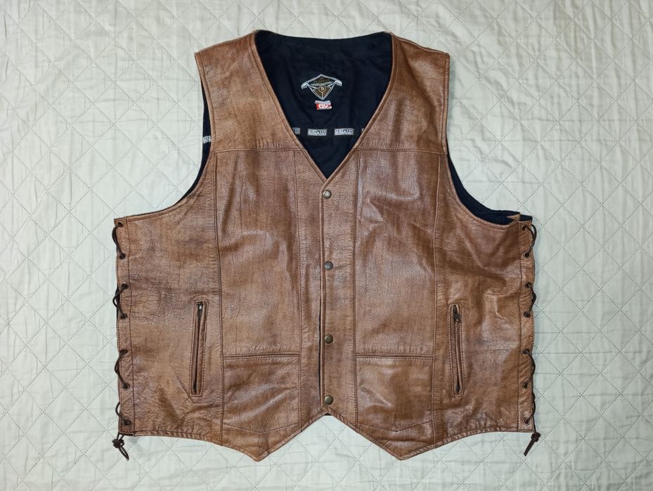 Чоловічій шкіряний жилет Texpeed Motorcycle Apparel у байкерському стилі 5XL