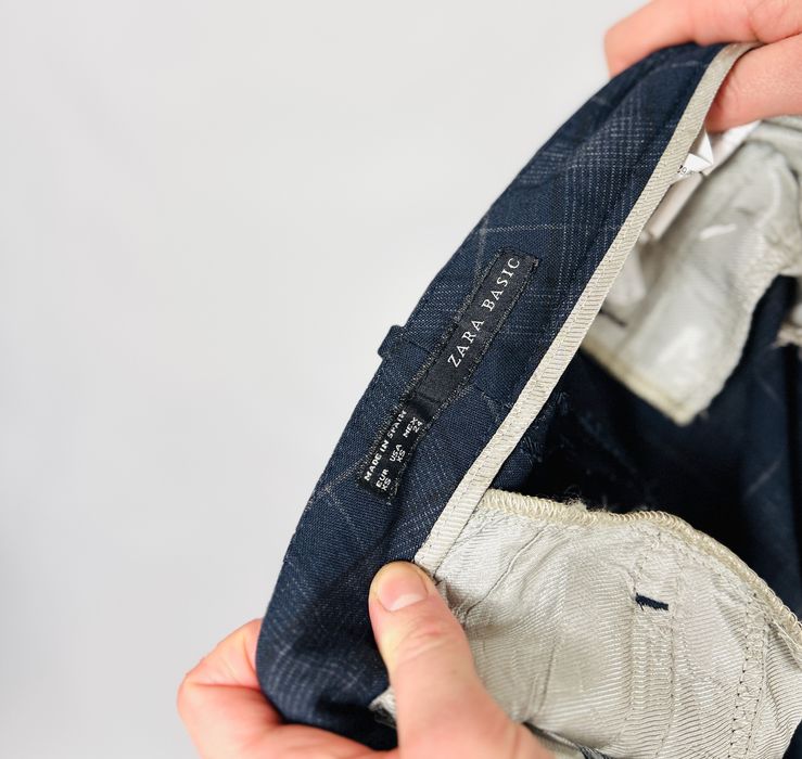 Granatowe spodnie w kratkę XS 34