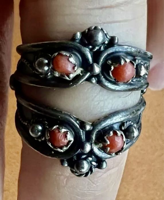 Pierścionek Algieria Kabylia Srebro Koral