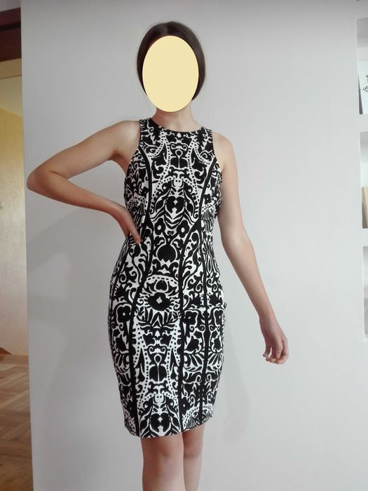 sukienka bawełniana bez rękawów, M, 38 z H&M, biało-czarna