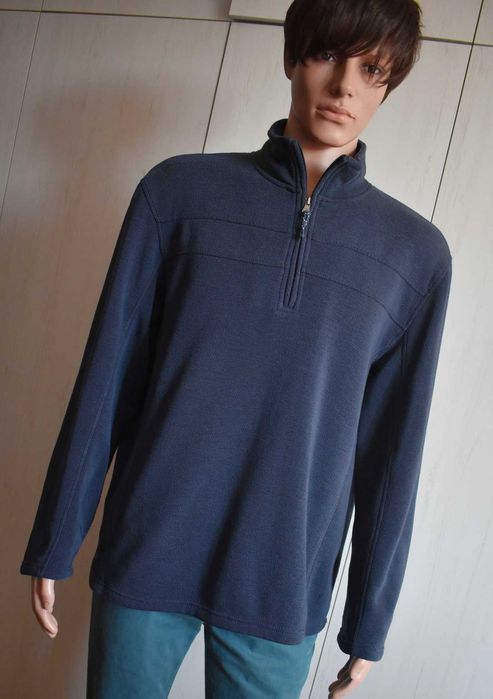 Bluza dzianinowa L sportowa outdoor trekkingowa ciepła męska granatowa