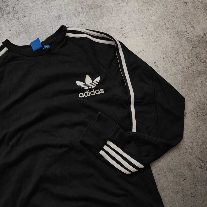 MĘSKA Koszulka Bluzka Długi Rękaw Czarna Adidas California Bawełna