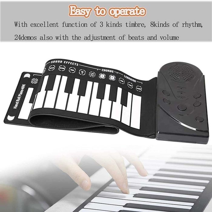 Piano eletrónico, portátil, 49 teclas, dobrável, novo