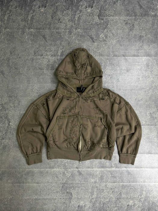 Худі zip худи зіпка коричнева зипка кофта distressed archive y2k S M L