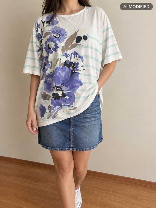 Podkoszulka w kwiaty - XL,