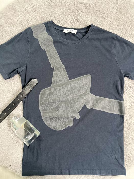Dior t-shirt saddle bag nadruk czarny męski bawełna oryginalny stylowy