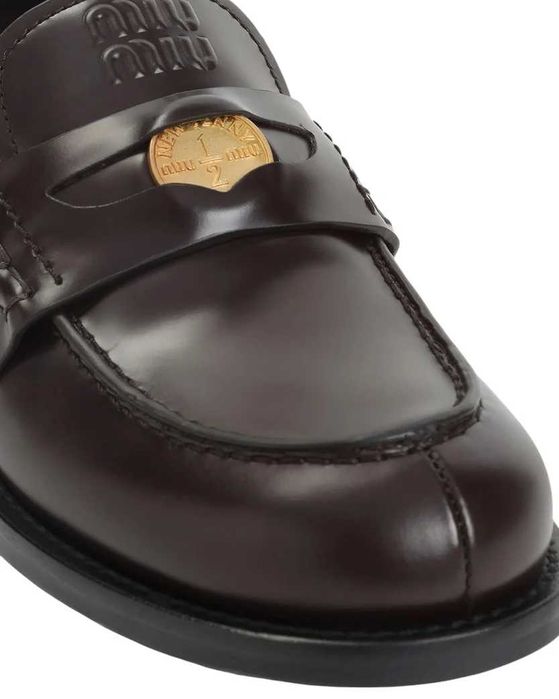 Лофери Miu Miu Patent Leather Penny Loafers Dark Brown