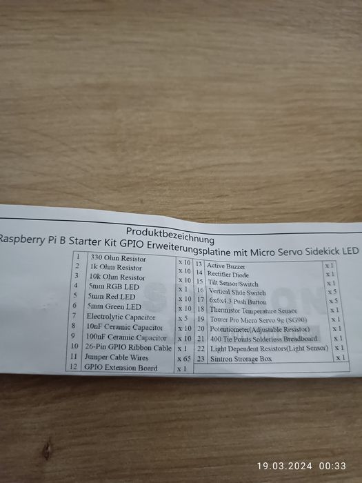 Zestaw Raspberry Pi B Starter Kit - GPIO oraz Mikro Serwo