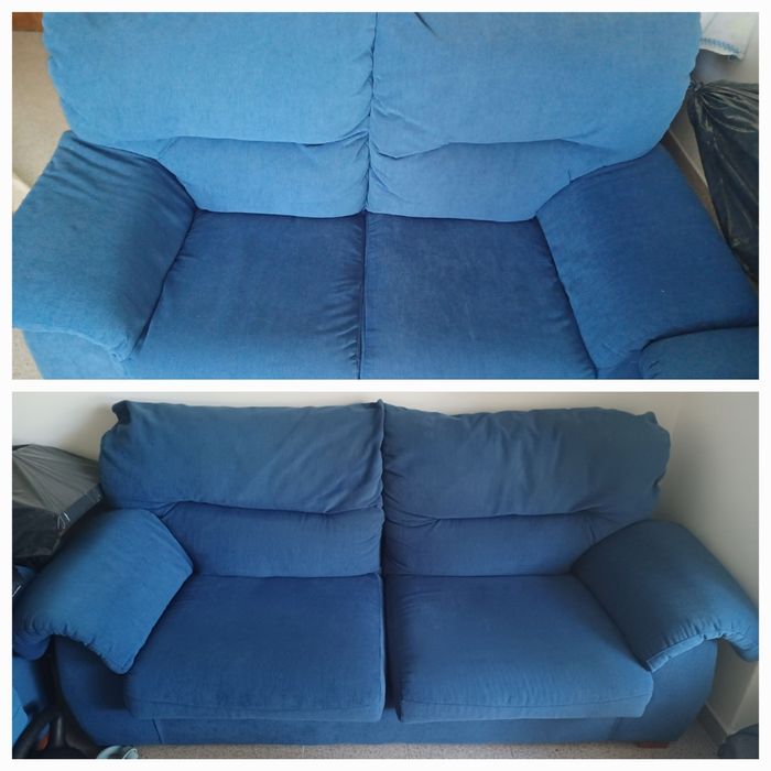 Sofás em tecido azul