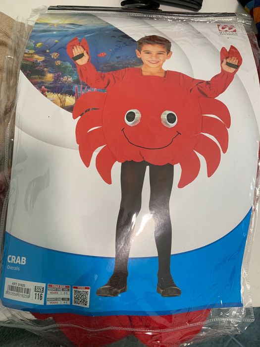 Disfarce de animal marinho, caranguejo, criança