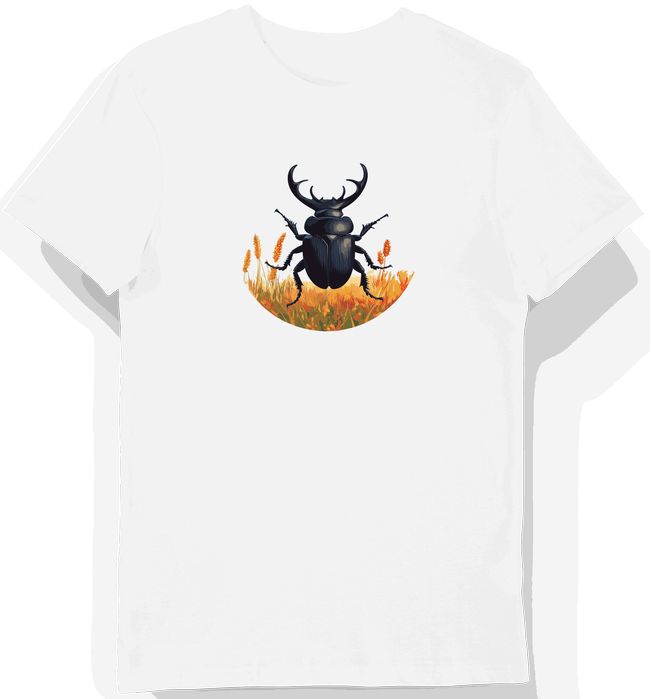 Koszulka męska biała z nadrukiem rohatyńca na polu M