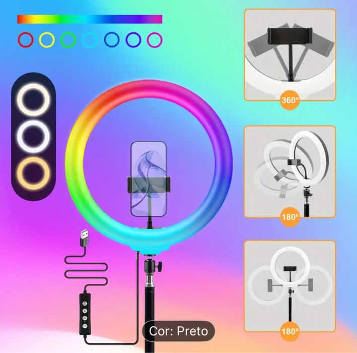 Ring light 30cm colorido NOVO