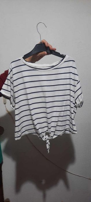 Camisola manga curta de riscas