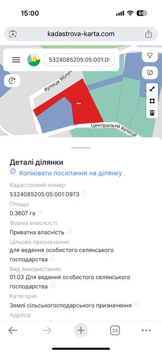 Земельна ділянка 0,36