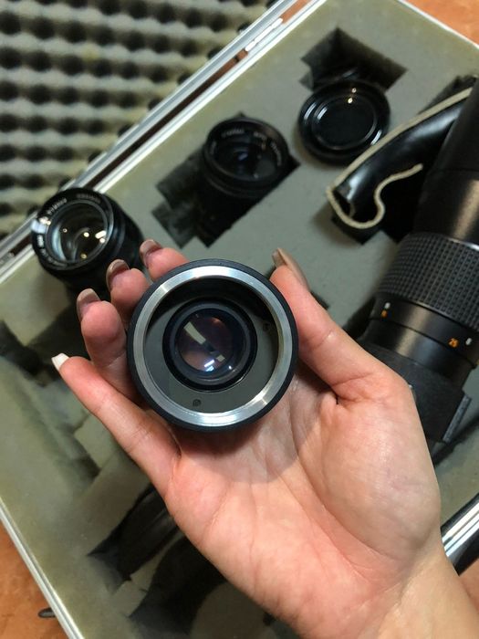 Conjunto objetivas câmara fotográfica