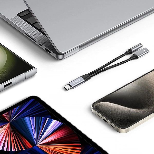 Kabel Tech-Protect UltraBoost USB-C (męski) PD 60W 6A / mini jack 3.5m