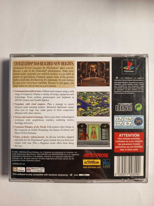 Civilization II PSX PS1 PlayStation angielska komplet z mapa rozwoju