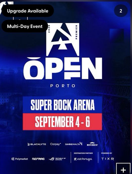 Dois bilhetes 3 dias CS Blast Porto