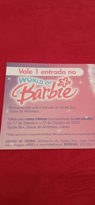 Bilhete World of Barbie, de 2005