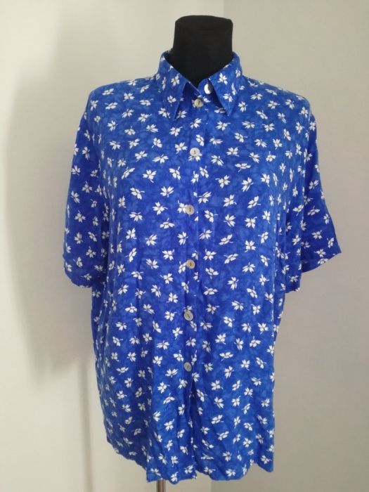 Koszula bluzka krótki rekaw zwiewna kwiaty na lato dla puszystej 44 46