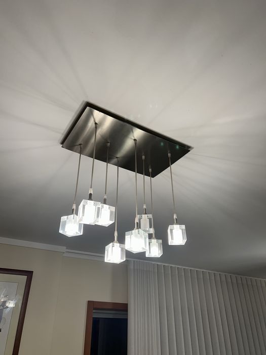Candeeiro sala com cubos em vidro