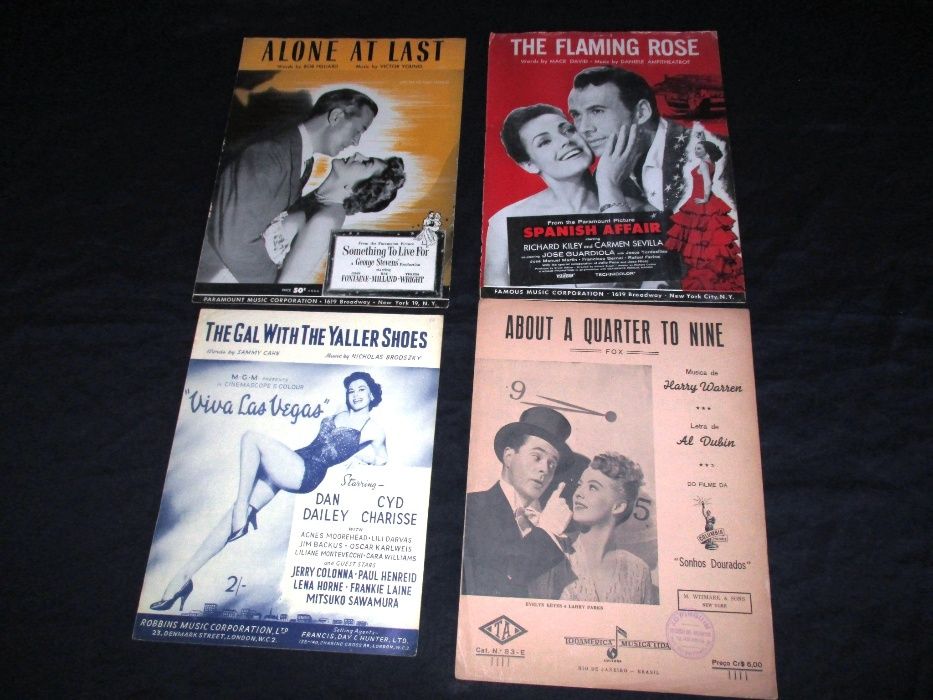 Partituras Pautas musicais Filmes Cinema Vintage
