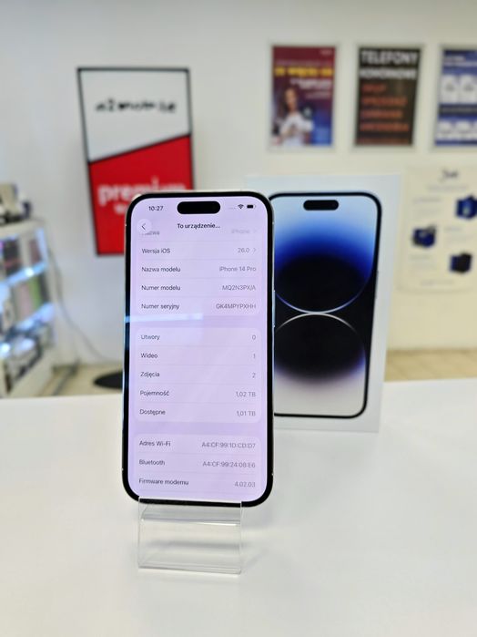 Iphone 14 Pro 1TB - Jak nowy - Gwarancja - Sklep - Srebrny