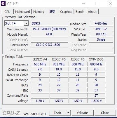 Оперативна пам'ять GEIL DDR3  8GB(2*4 GB) 1600Mhz CL9