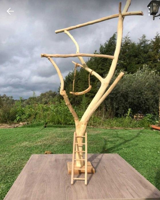 Poleiro Artesanal para Papagaios | Madeira Natural | Natural Wooden Parrot Perch