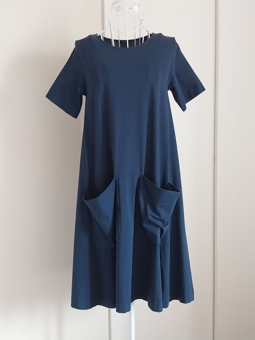 Vestido midi | Azul escuro | COS | manga curta | Tamanho XS