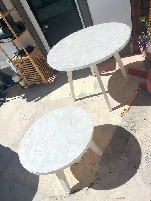 urgente 2 bonitas mesas Jardim em ferro e cimento